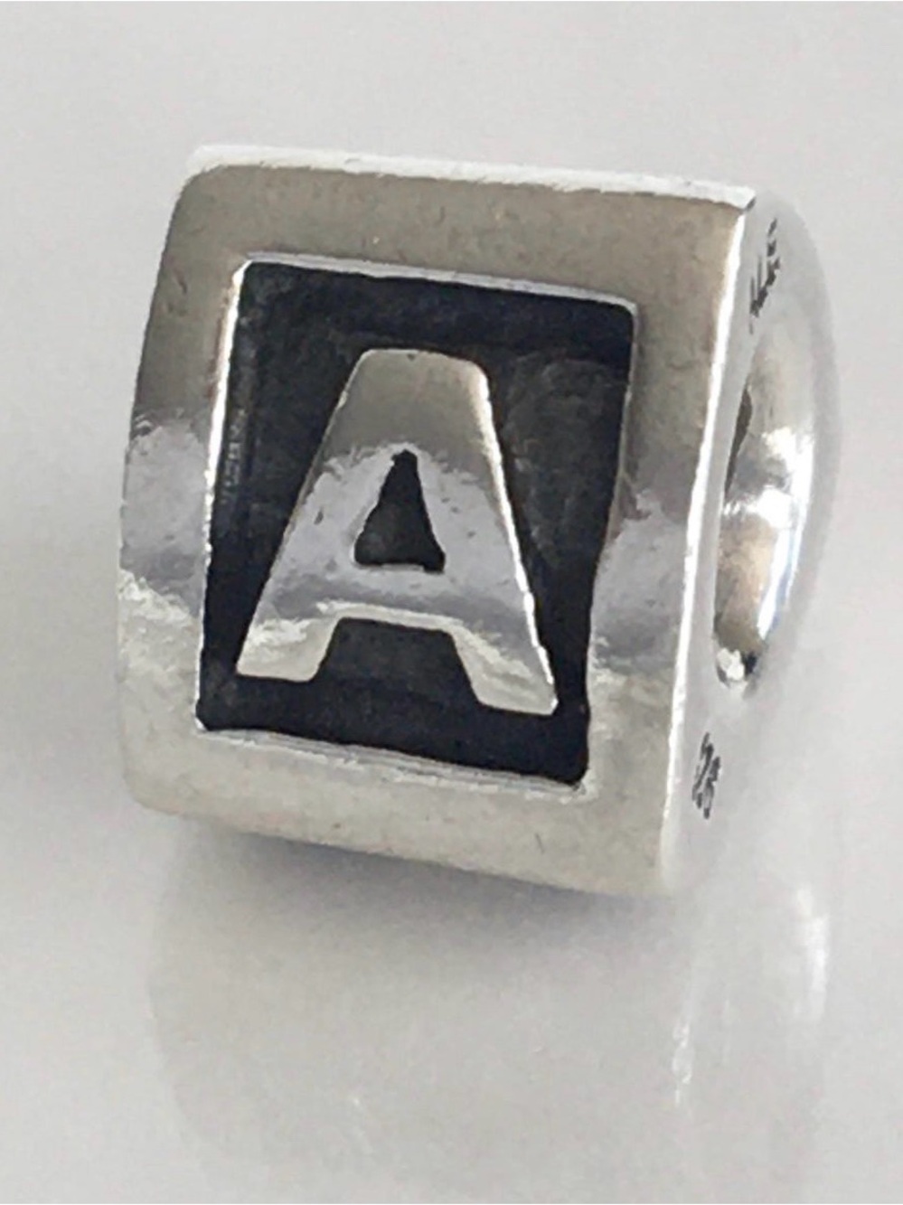 Pandora Silver Letter A Charm - Black & Silver